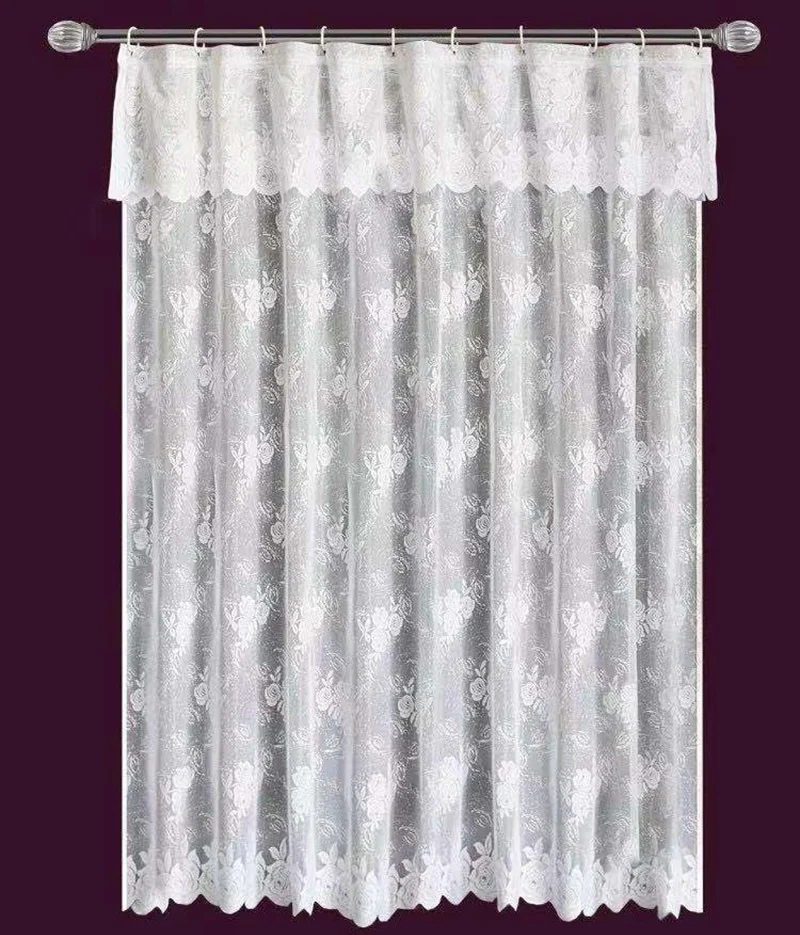 

i@home White warp embroidered lace polyester shower curtain bathroom