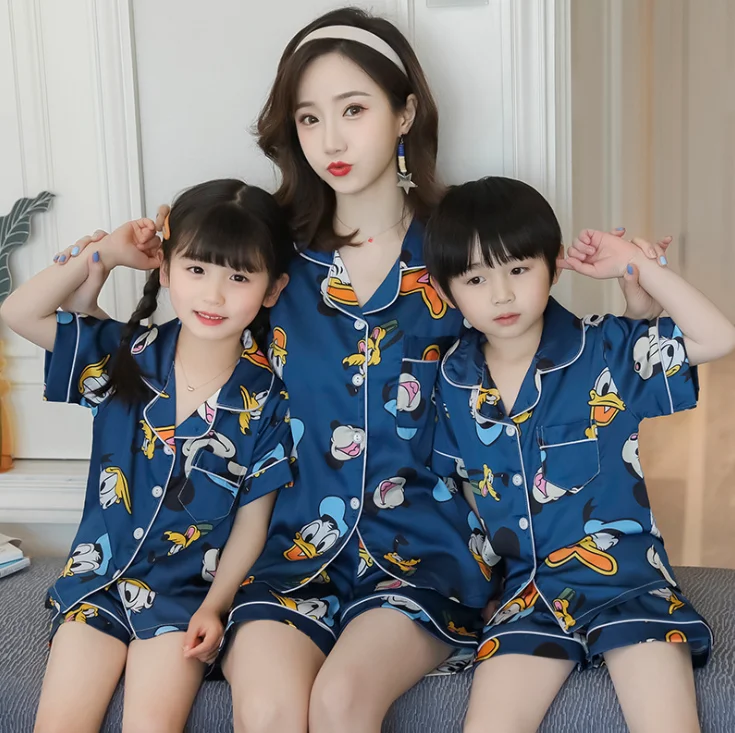 

hot sale pajama silk kid set Nightdress Sleepwear Ladies adult Loose Nightgown Pajamas, Customized color