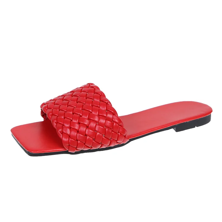 

New type 2021 woven fashion lightweight pluse-size ladies slippers, Black, white, red, beige, khaki
