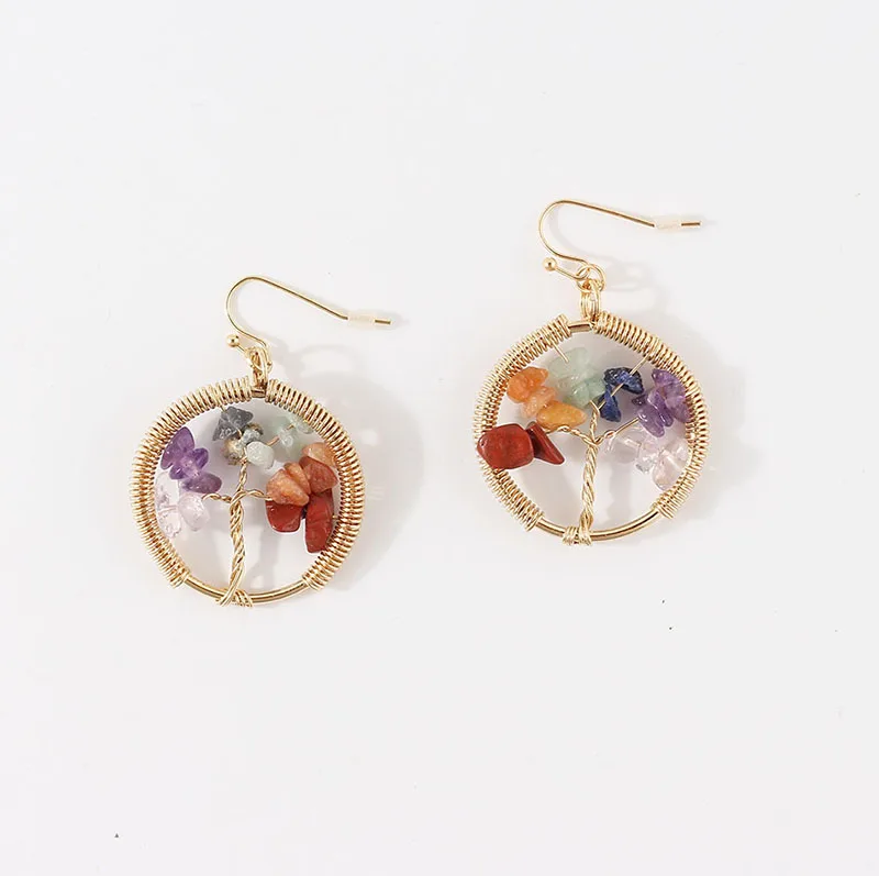 

2020 fashion drop natural stone brass gold plated earrings