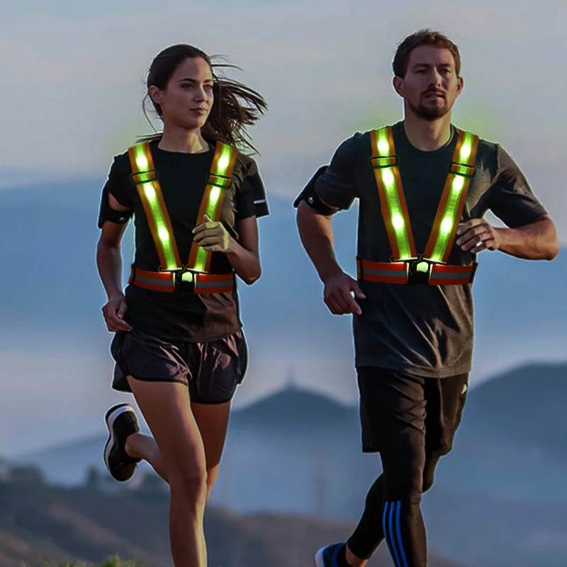 Led Light Up Vest Safety Reflective Vest For Traffic Police Cycling