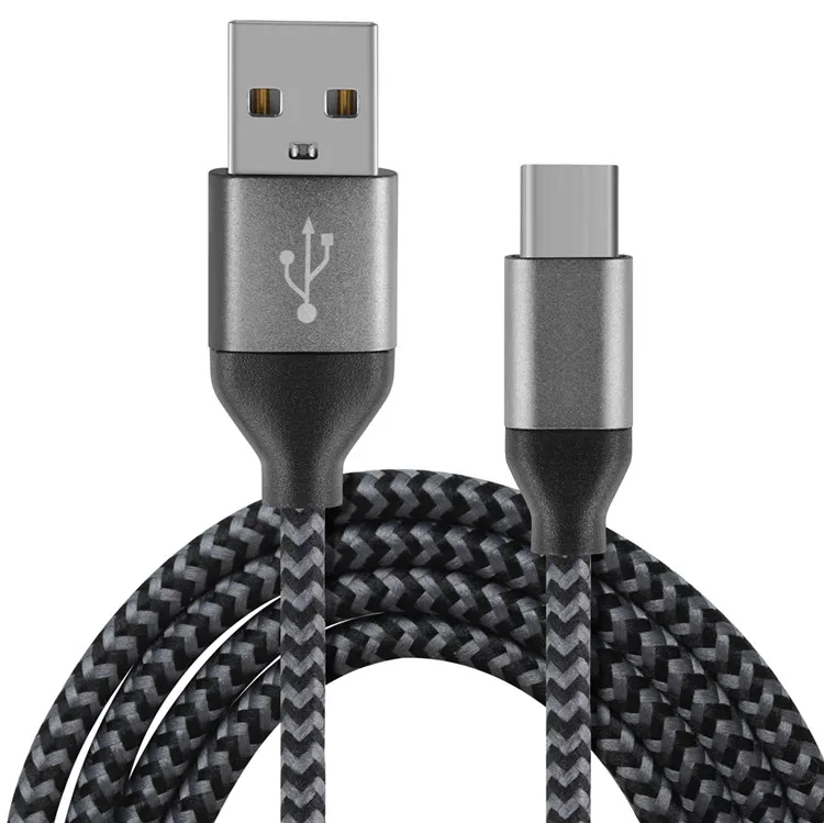 

High Quality Wholesale Custom Cheap usb c to usb charging cable braided, Black or white