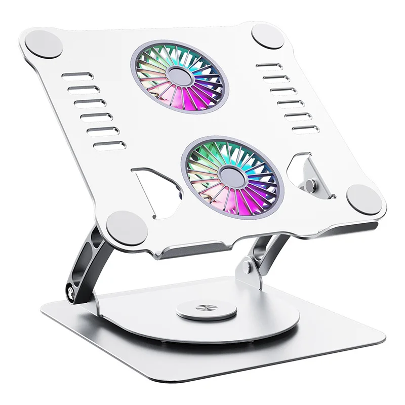 

360 Rotation Aluminum Alloy Laptop Stand Dual Fan Foldable Laptop Cooling Stand