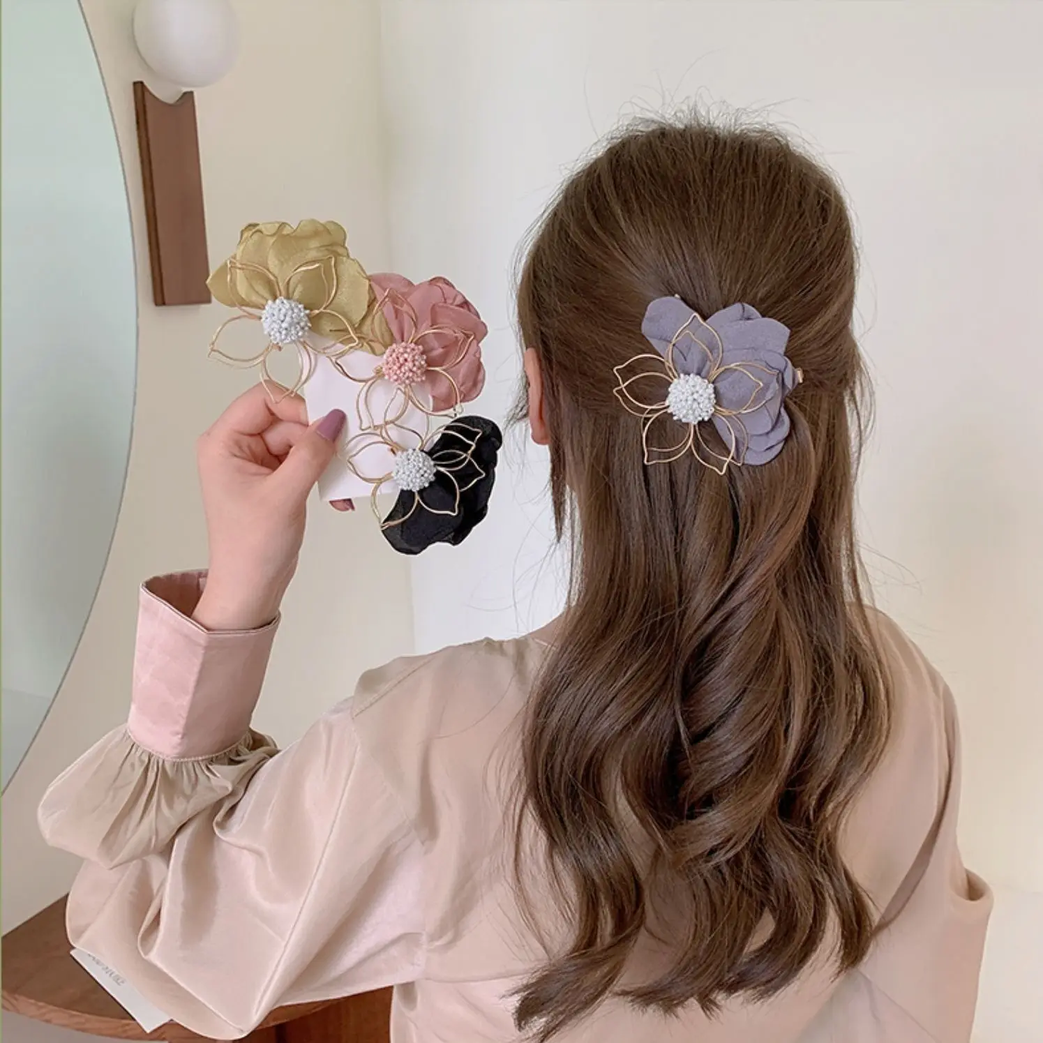 

New Style Big Flower Shaped Metal Hair Clip Sweet Clip Headdress Duckbill Clip Summer