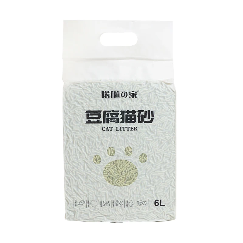 

Competitive Price Green tea tofu cat litter 6L lump dissolved clean peach original cat litter, As picture