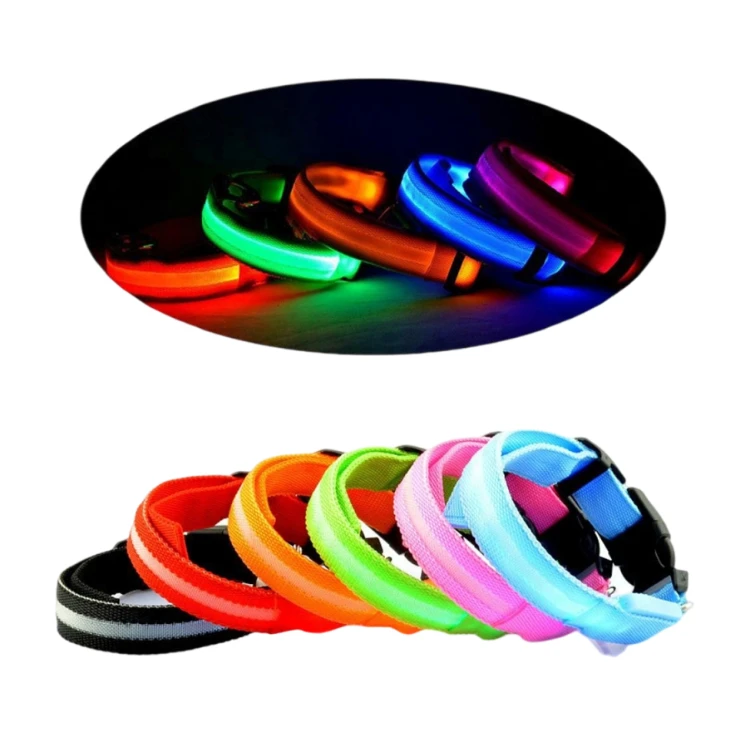 

2021 anti-lost glow dog Necklace Luxury Flashing usb rechargeable light up nylon led dog collar