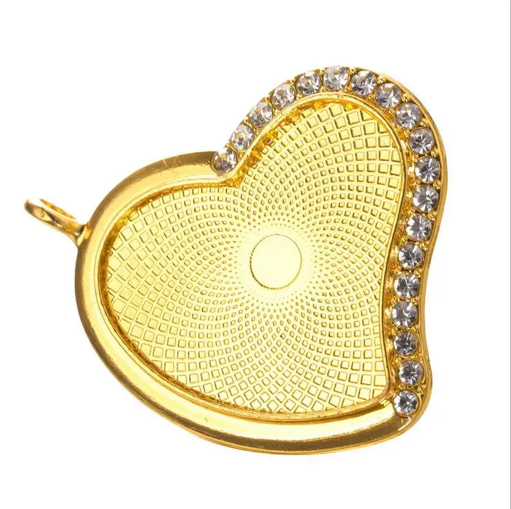 

50pcs Rhinestone Bezel Pendant Trays Heart Cabochon Pendants Jewelry Making, Gold,silver,etc