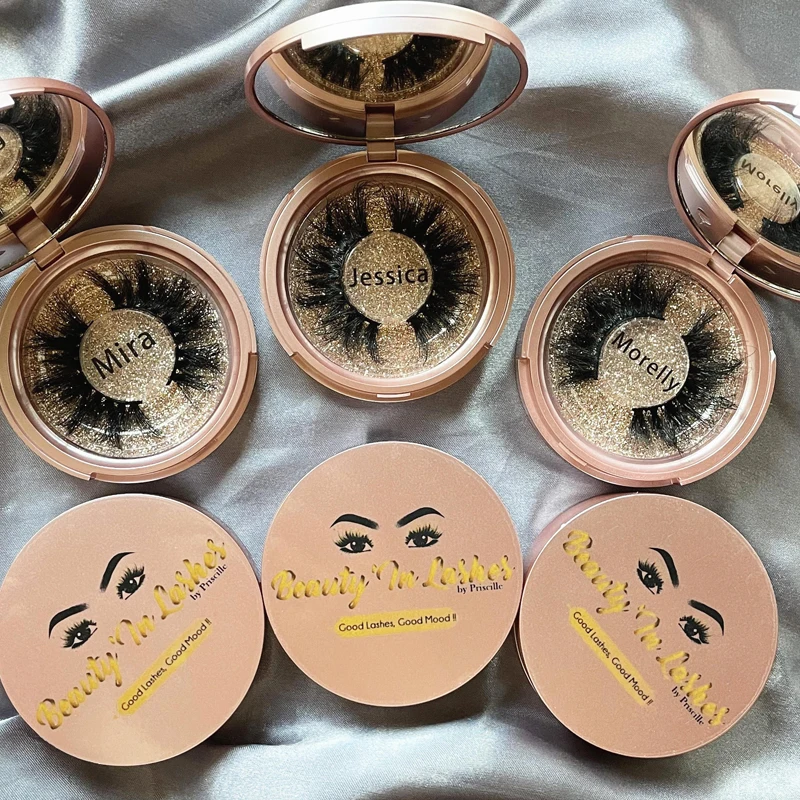 

Wholesale 3d mink eyelashes high quality fluffy 25mm mink eyelash vendor customized boxes lashes case with mirror, Natural black