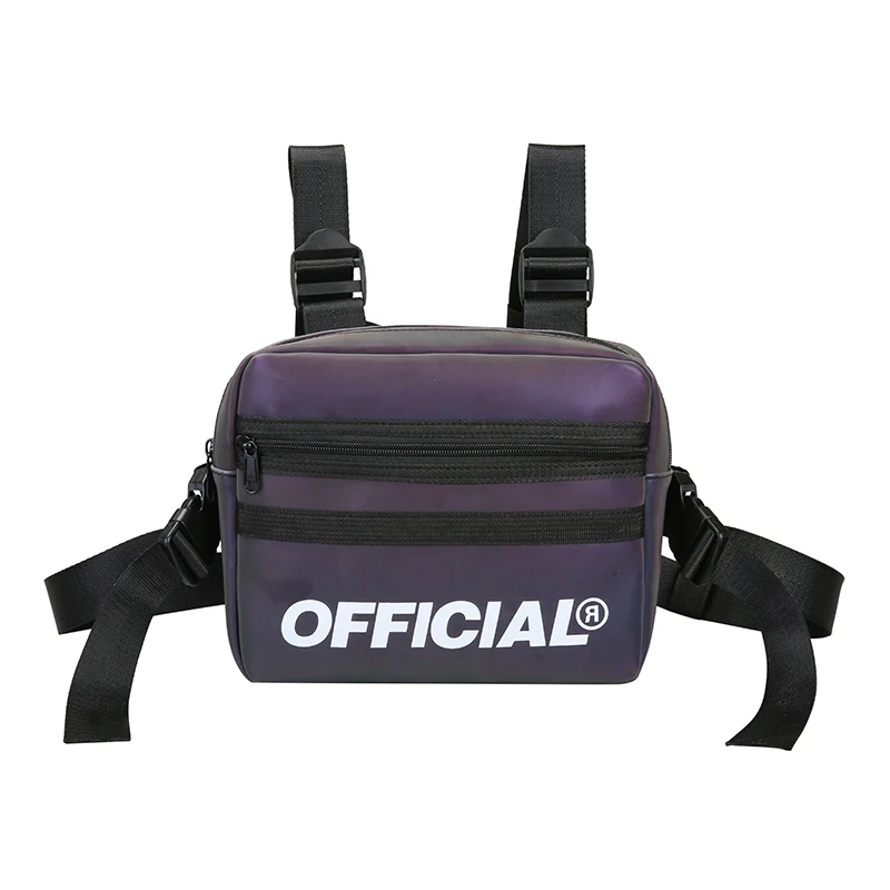 

Custom Big Cross Body Outdoor Fashion Sports Sling Men Unisex Vest Leather Reflective Chest Bag, Customized
