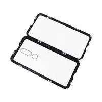 

Clear Magnetic Flip Glass Phone Case Back Cover with Metal Bumper for Oppo A Reno2 F Z Reno K3 A9x A9 2020 A5 A11 A1k A7 F11 Pro