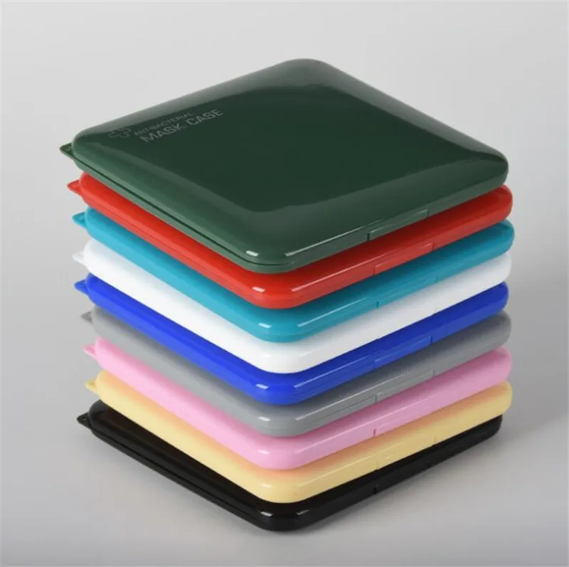 

Storage Holder Multi-color Storage Boxes Plastic PP Masking Holder Small Foldable Portable Facemask Storage Case, Pink,white,blue,green