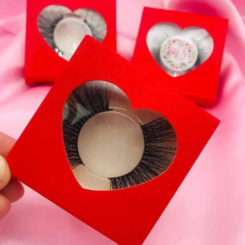 

Free Samples wholesale red heart square eyelash packaging fluffy 25 mm 3d real mink eyelashes private label lashes box vendors