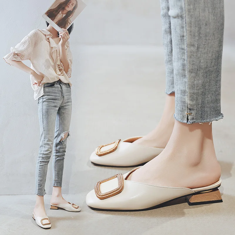 

sh10913a Women's Shoes 2022 Summer Slippers Fashion Casual Mules Office Ladies Low Heels Slides