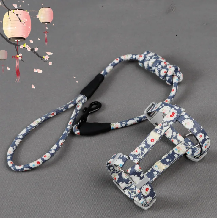 

Manufacturer Wholesale Eco-friendly Organic Hemp Pet Chest Vest Leashes Cat Chest Harness with Leash Set