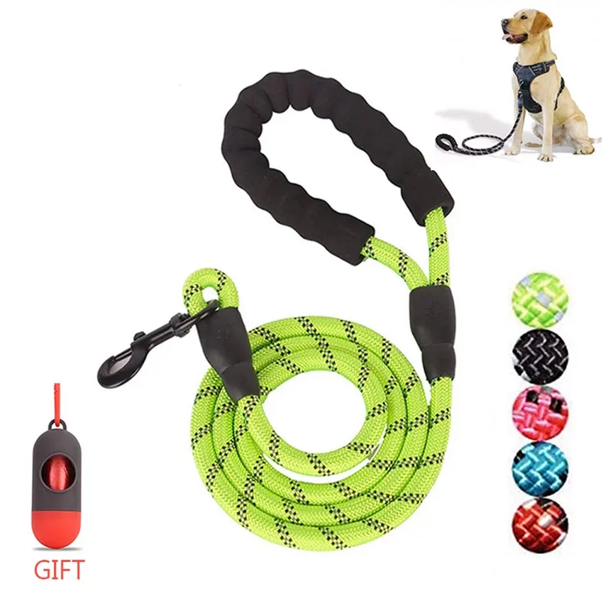 

Pet Reflective Strong Dog Leash 1.5M Long with Comfortable Padded Handle Heavy Duty Training Durable Nylon Rope Leashes