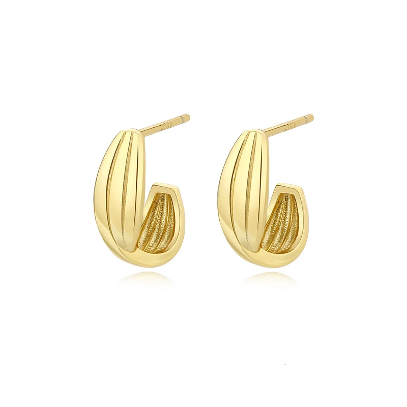 

VIANRLA 925 sterling silver trendy 18k solid gold earring hoop