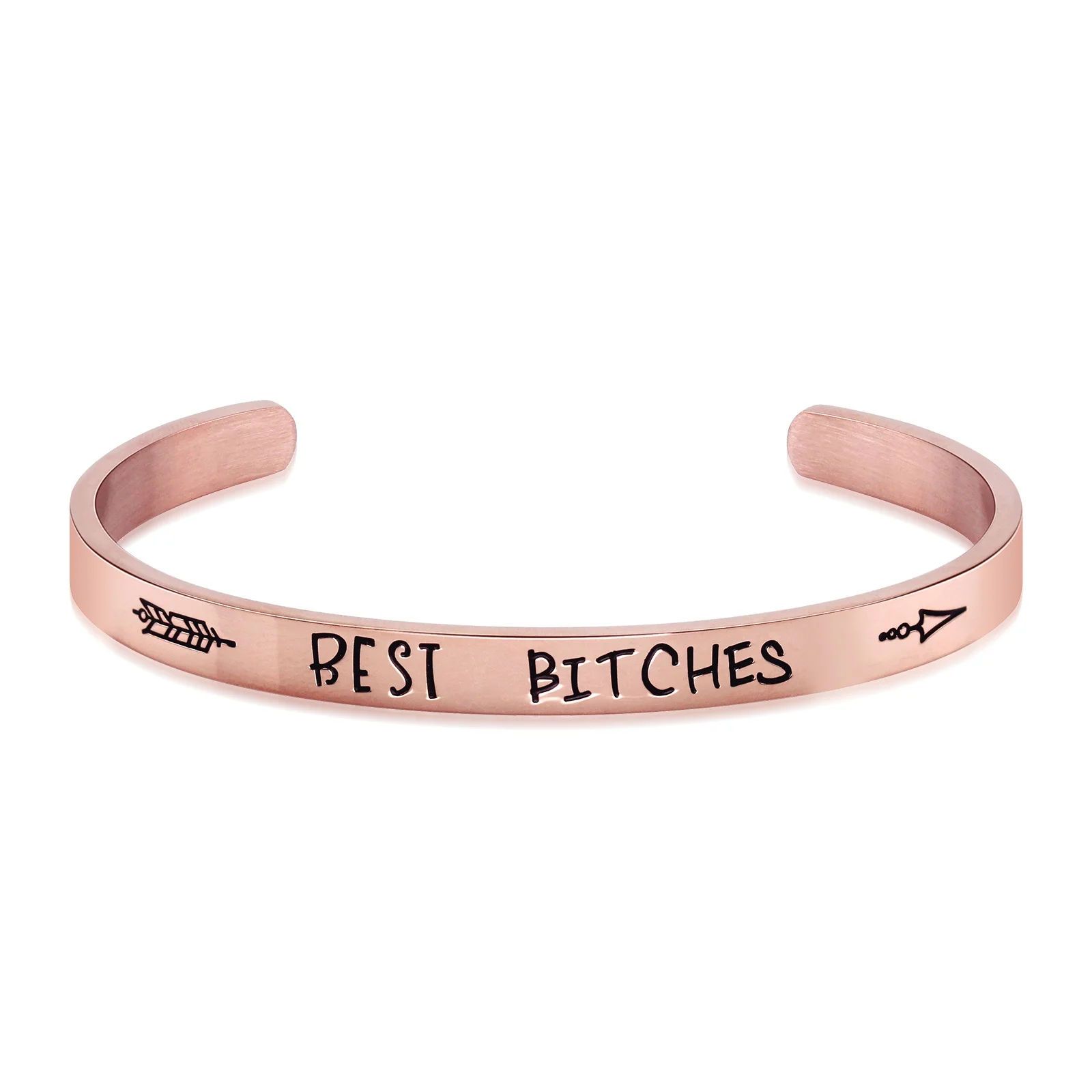

custom Engraved motivational Cuff Bangle Fashion Jewelry Rose Gold Stainless Steel Bracelet Bangle, Steel color/rose gold