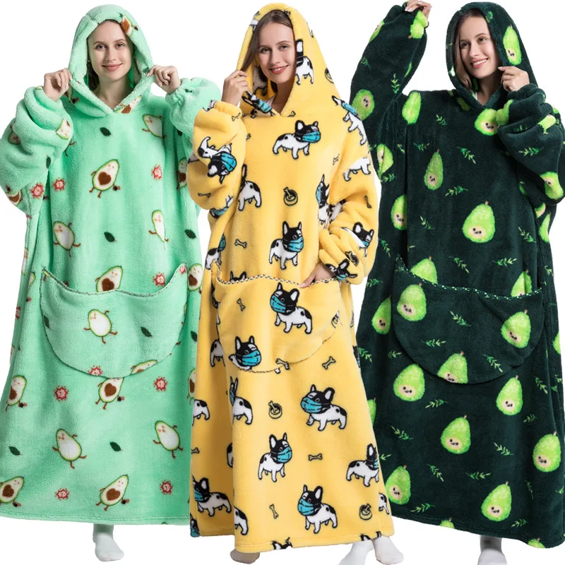 2025 New Wholesale Wearable Fleece Solid Color Hoodie Blanket for Adult Sherpa Oversized Hoodie Blanket