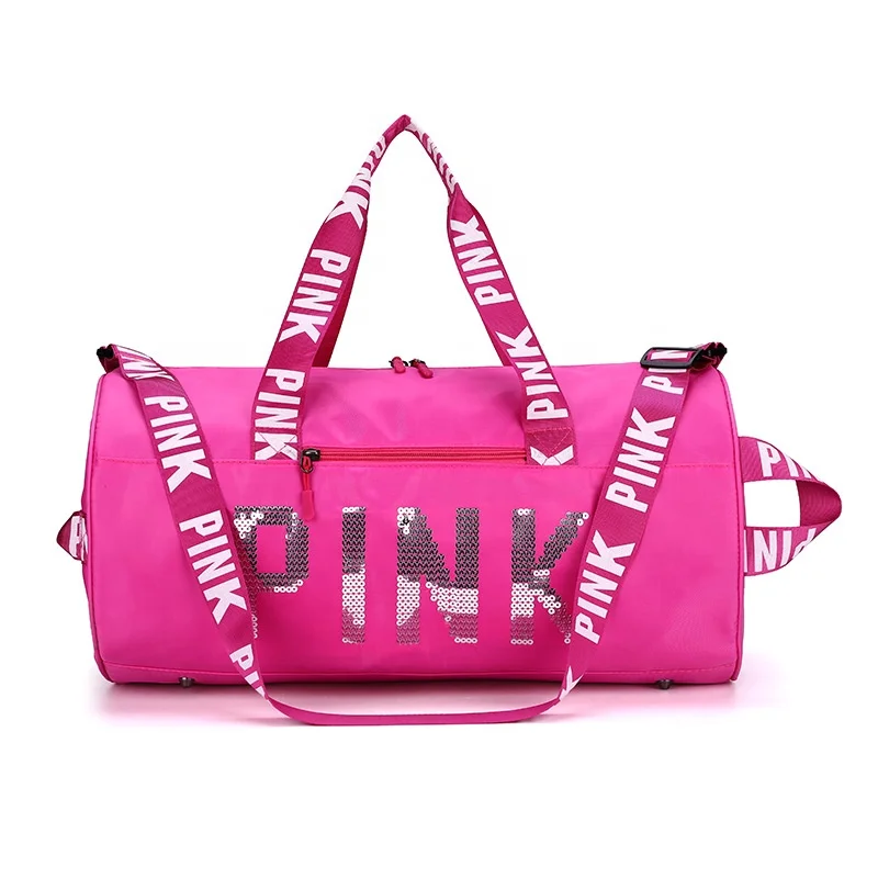 

Waterproof Polyester Travel Tote Gym Bag Woman Sports Bags Pink Duffel Bag  Logo, Customized color