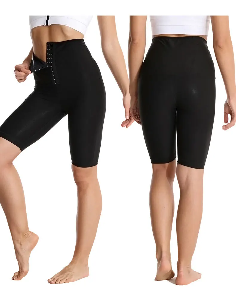 

Fat Burning Hot Solid Seamless Yoga High Waist Butt Lift Womens Workout Fitness Short Leggings, Black