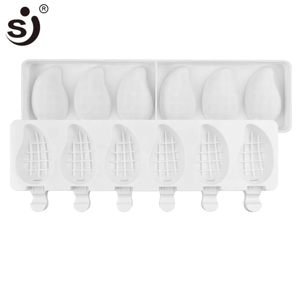 

JSC3279 Amazon Hot Sale 6 Cavity Lovely Ice Cream Mould Silicone Mango Shape Popsicle Mould For DIY, As picture or as your request
