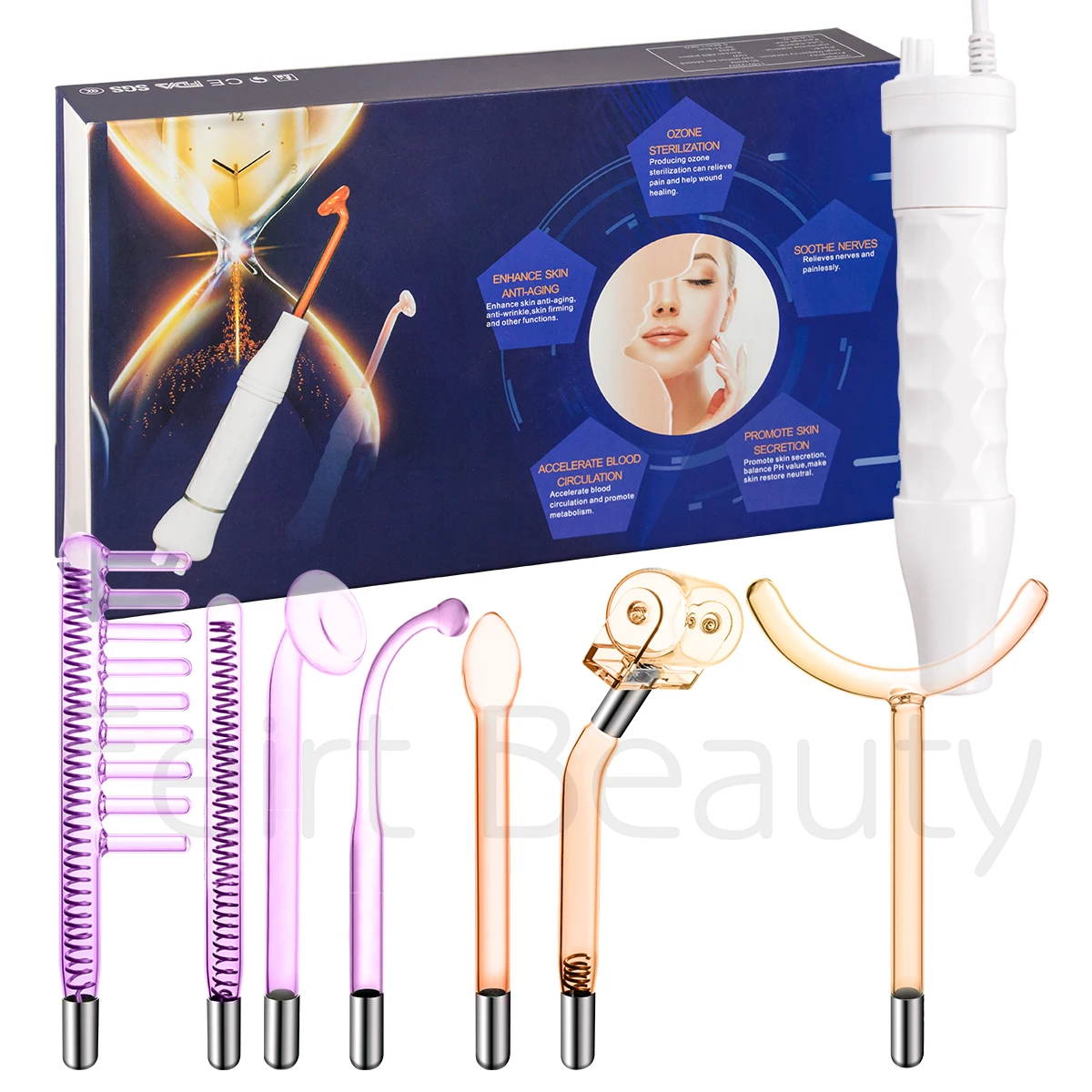 

Dropshipping High Frequency Facial Wand Skin Therapy Machine w/ 7Pcs Neon & Argon Wands for Acne/Wrinkles Treatment