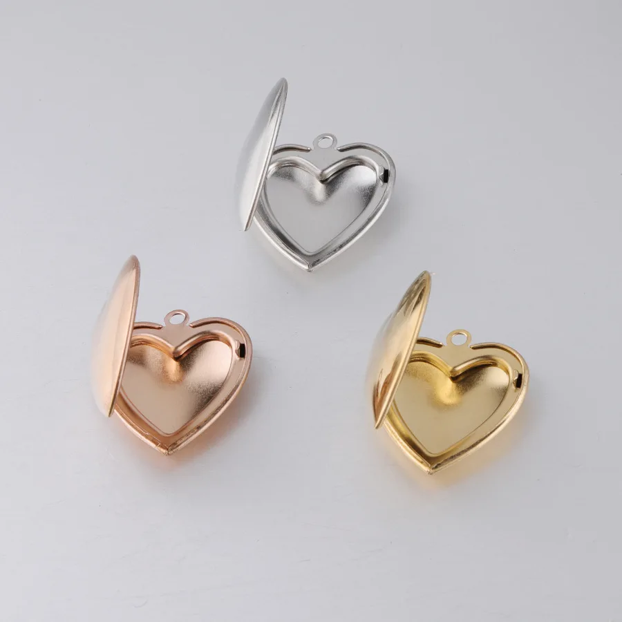 

Stainless Steel Gold Heart Blank Photo Heart Locket Frame Memory Necklace Pendant Heart Opening Box Charms Necklace for Women