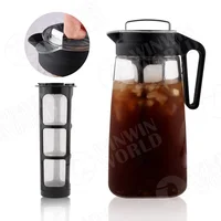 

BPA Free Leak proof Tritan Cold Brew Iced Coffee Maker with Airtight Lid & Silicone Handle Easy To Clean Reusable Mesh Filter