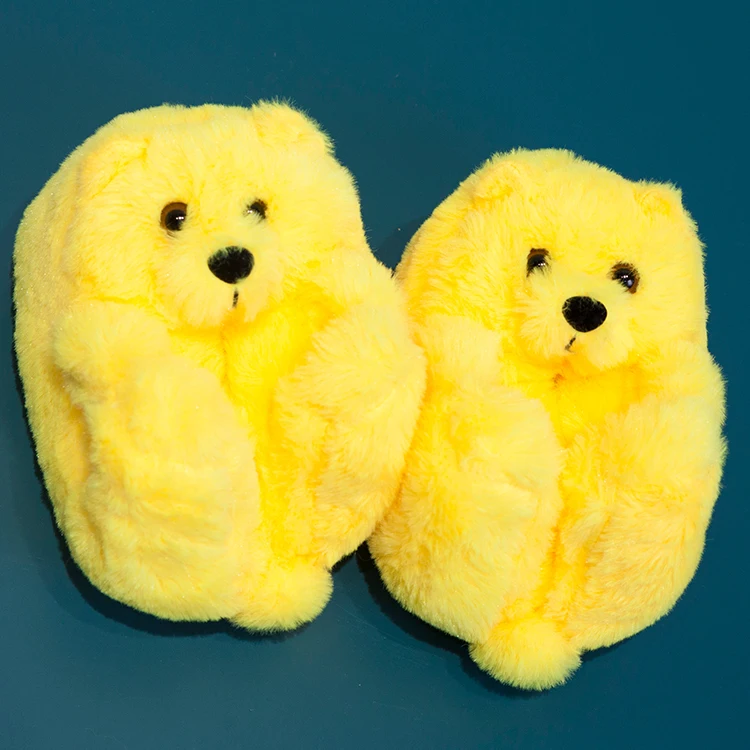 

Cheaper hot selling cute teddy bear slippers for kids woman indoor soft slipper, Pink/yellow/grey or customized