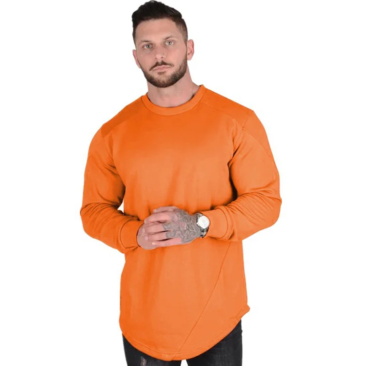

Autumn sports long-sleeved men's running training round neck solid color T-shirt fitness clothing custom T-shirt