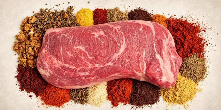 Applying a dry rub to a ribeye steak.