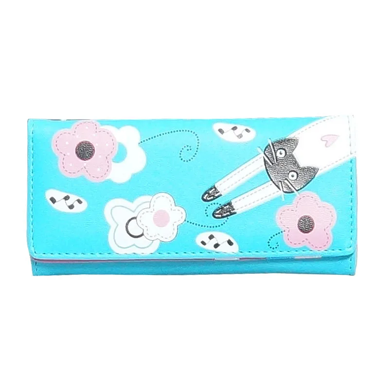 

Korean Cartoon Cat Cute PU Leather Magnetic Buckle Large Capacity Multi Card Position Ladies Long Wallet Casual Wallet
