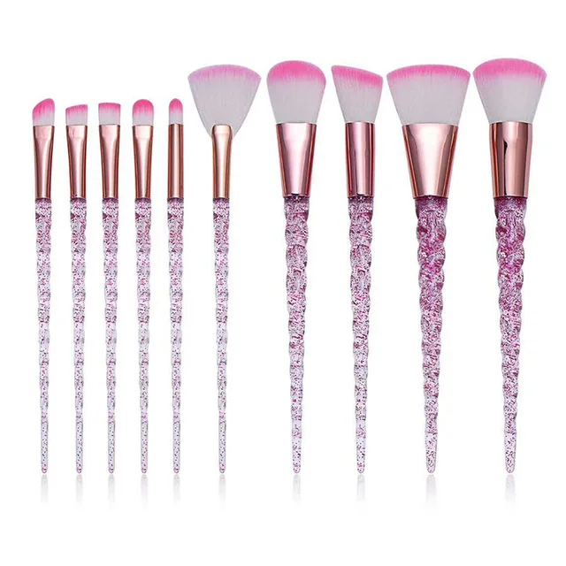 

10pcs Makeup Brushes Set Cosmetic Brush Crystal Spiral Eye shadow Eyelash Powder Make Up Tool pincel maquiagem, Crystal blue