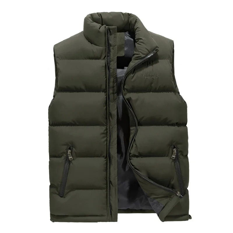 

Custom Logo Autumn And Winter Stand Collar Zipper Pocket Winter Jacket Black Quilted Down Puffer Waistcoat Men's Vest