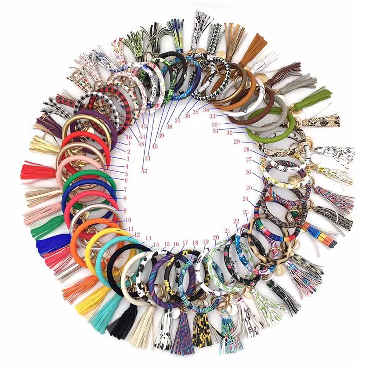 

Fashion soft PU bracelet keychain color lattice sports bracelet wallet key ring
