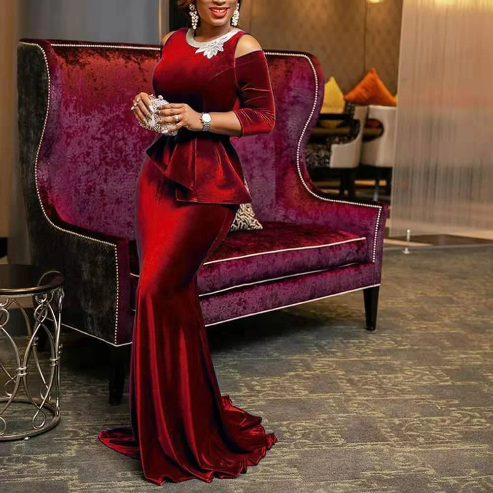 

Elegant Vestidos De Fiesta Long Sleeve Sexy Mermaid Evening Dress, Shown