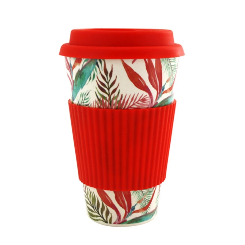 

Eco-friendly Coffee Tea Cup Bamboo Fiber Coffee Mug Wheat Straw Travel Water Drink Mug With Silicone Lid Drinking Mugs