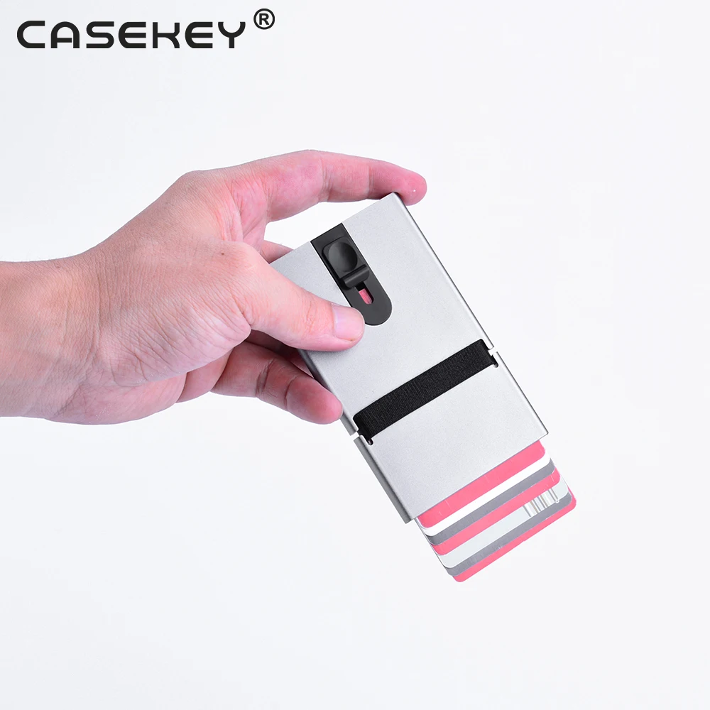 

Casekey Extra Thin RFID Blocking Pop Up Metal Credit Card Holder Aluminium Wallet, Black,red,gloden,sliver,grey,green