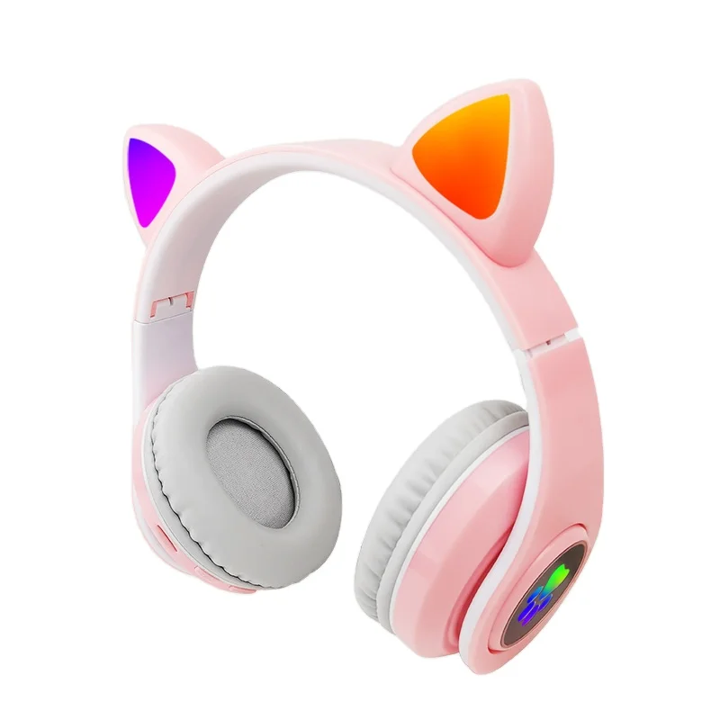 

China Factory Somostel wireless headset Cute Cat noise cancelling BT5.0 headphones Inserted TF Card, Colors customized