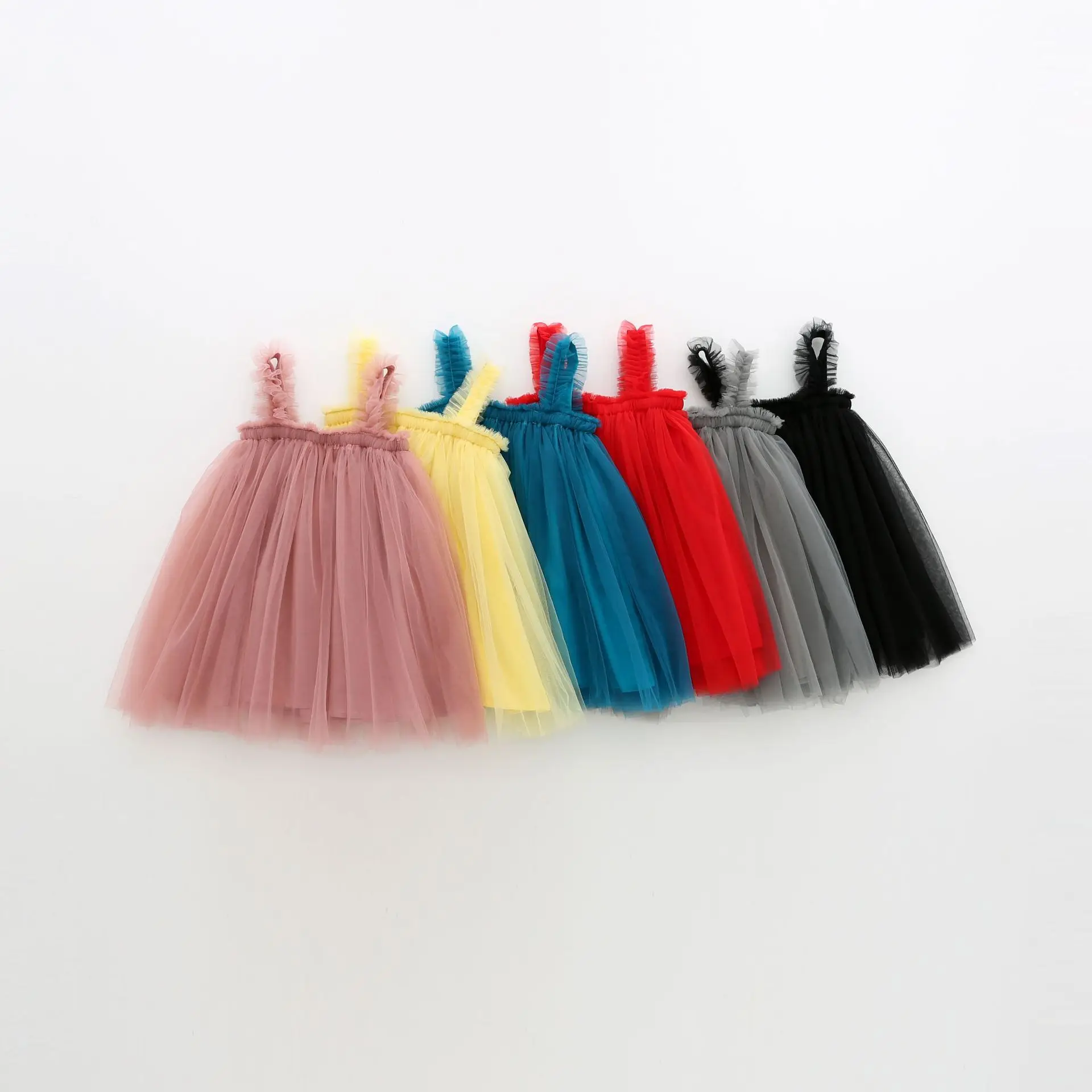 

Summer Spaghetti Strap Sleeveless Infant Kids Tulle Sundress Candy Colors Baby Girls Toddler Fluffy Tutu Layered Dress, Toddler girl candy color layer tutu dresses