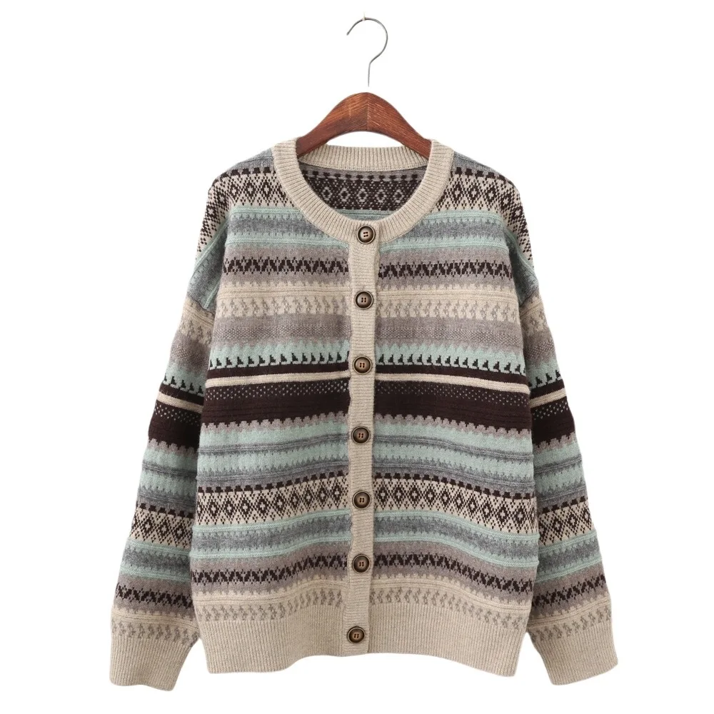 

Autumn Knitted Cardigan Jacket Women's Spring and Autumn Thin Ladies Sweater Wears Long-sleeved Tops