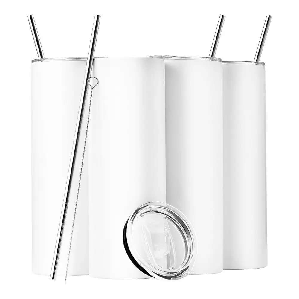 

20 oz straight sublimation double walled insulated skinny tumbler with straw