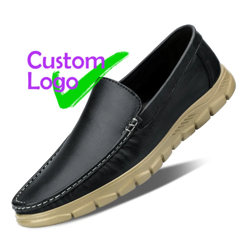 

male Men Shoes Fashione 2020 Leather skin Slip on Italian Leather Shoes For Men Flat print Leather Men Shoe Moccasin Grain Noir