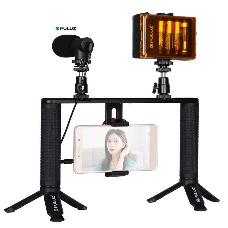 

Wholesale PULUZ 4 in 1 Vlogging Kit LED Selfie Right Light Smartphone Video Rig Handle Stabilizer Aluminum Bracket Kits