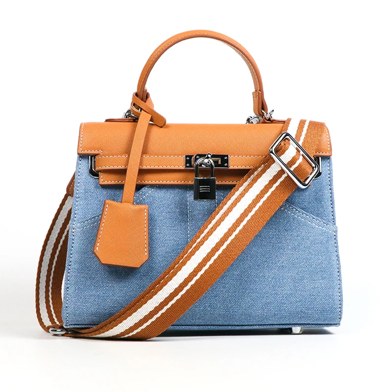 

New Fashion Denim Jean Coin Purse Ladies Clutch Jean Handbag and Purses Casual Cross Body Envelope Shoulder Bag For Women, Blue