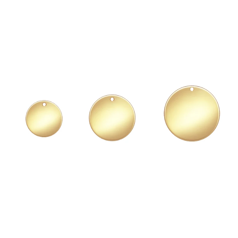 YM Jewelry 14K Gold Filled Coin Disc Stamping Pendants & Charms for Necklace Womens Girls Custom Engraved Logo Available