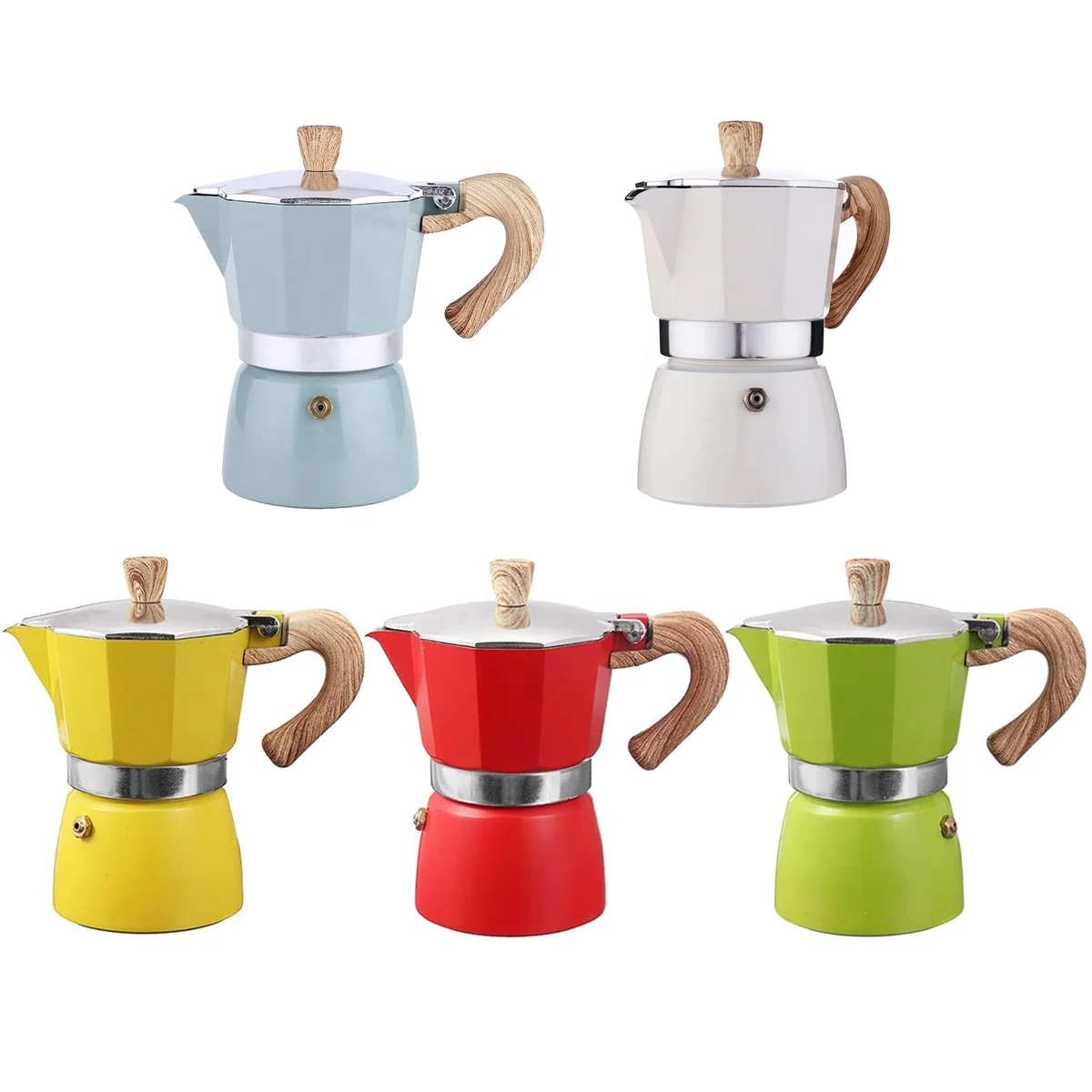 

Cafetera Italiana 3/6/9 Cup mocha pot aluminum coffee makers mocha coffee moka pot, Red/green/blue/yellow/white/beige