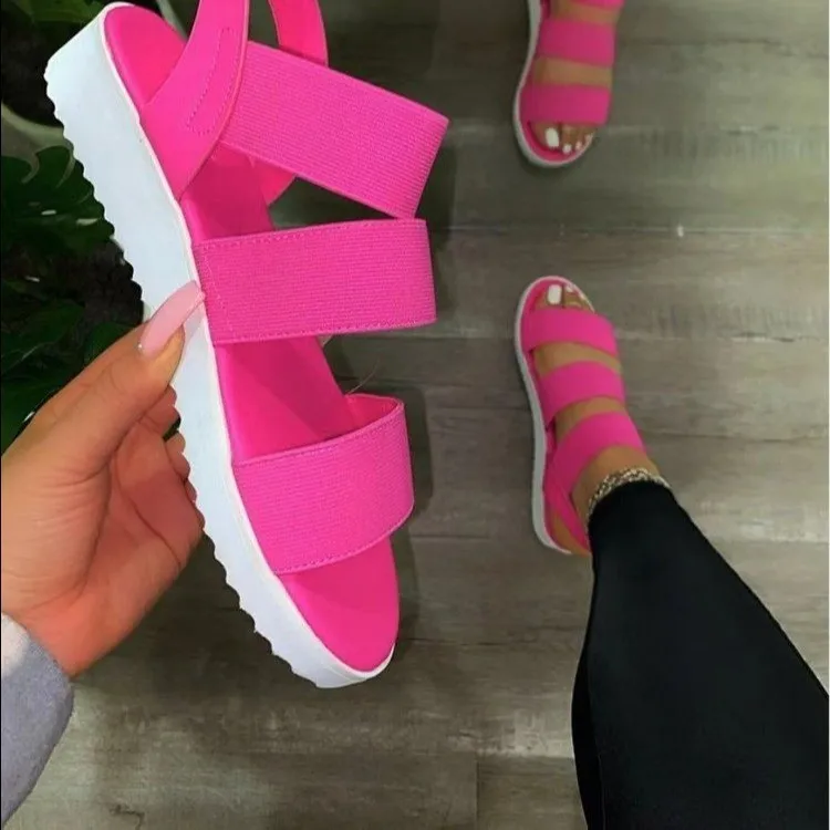 

2021 New Arrival Outdoor Street Shoes For Women Fish Mouth Hollow Ankle Wrap Candy Color Soft Bottom Sandals For Flat Feet