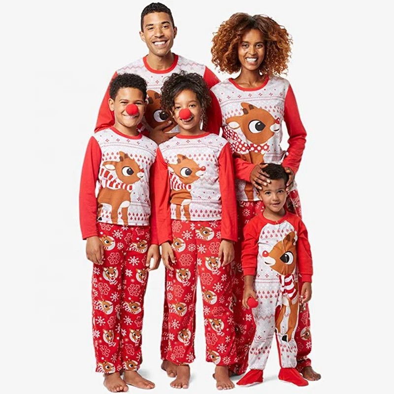 Tiktok 2021 hot sale Christmas Family Matching Red Holiday Pajama PJ Sets, Picture shows