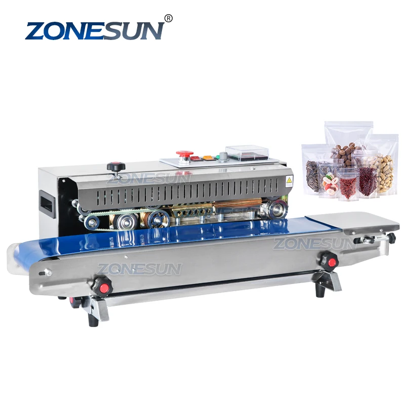 

ZONESUN FR-900 Semi-automatic Horizontal Plastic Pouch Poly/PE Aluminium Foil Bags Continuous Band Sealer Sealing Machine
